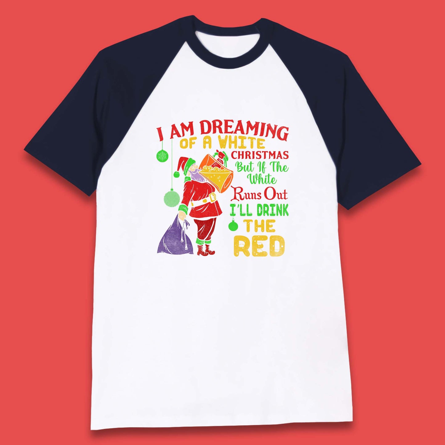 santa claus drinking baseball t shirt