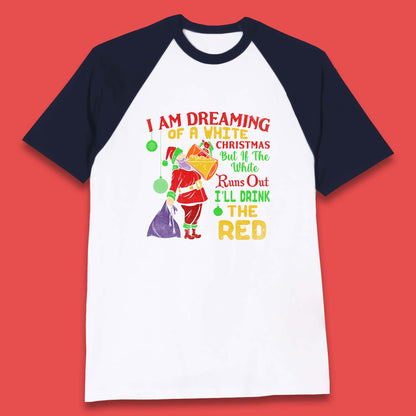 santa claus drinking baseball t shirt