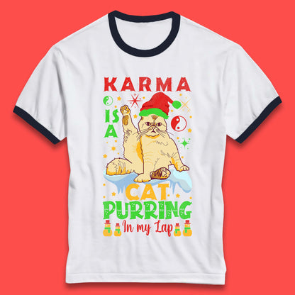 Christmas Karma Is A Cat Ringer T-Shirt