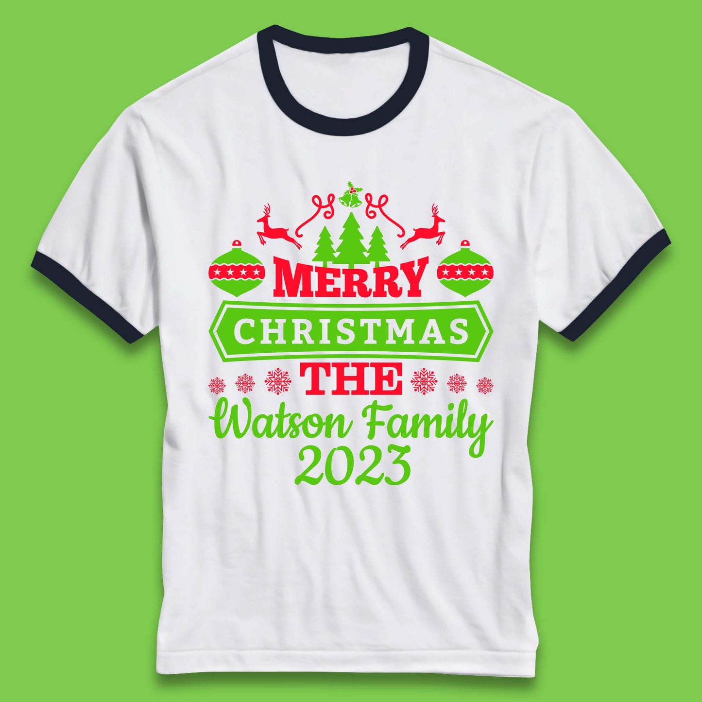 Personalised Family Christmas Ringer T-Shirt