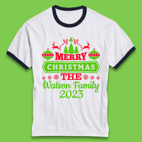 Personalised Family Christmas Ringer T-Shirt