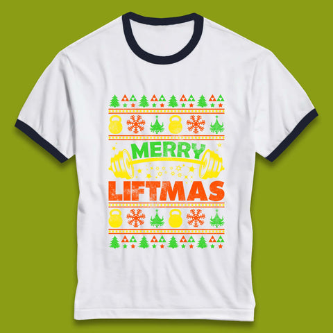 Merry Liftmas Christmas Ringer T-Shirt