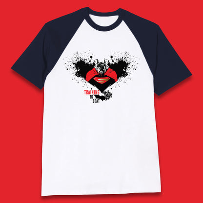 Superheros DC Comics Action Adventure Movie Character Superman And Batman Training To Beat Batman Superman Logo Baseball T Shirt