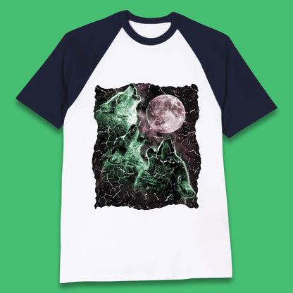 Three Wolf Howling At Moon Wild Free Wolves Three Wolf Dog Animal The Mountain Baseball T Shirt