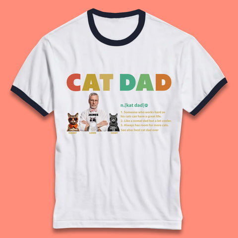 Personalised Cat Dad Ringer T-Shirt