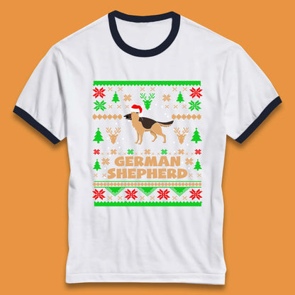 German Shepherd Dog Christmas Ringer T-Shirt