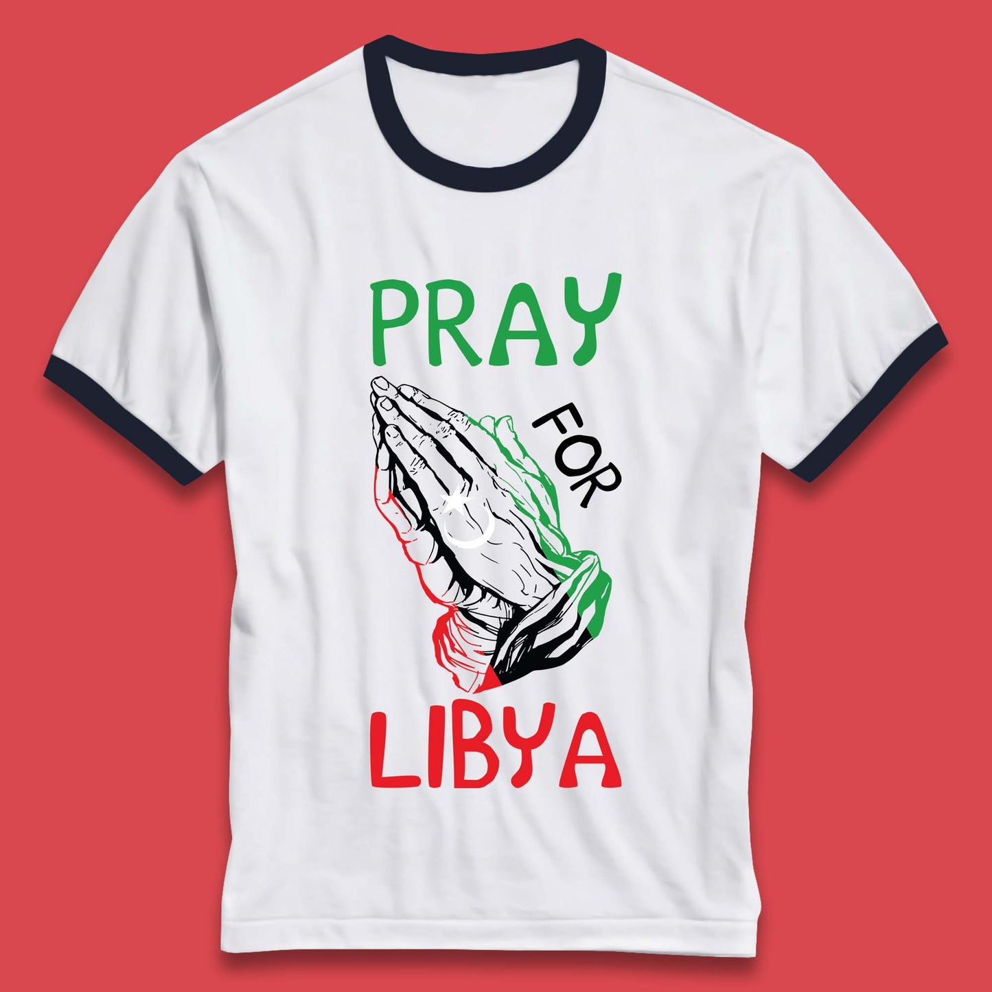 Pray For Libya Stand With Libya Help Libya Flood Solidarity Ringer T Shirt