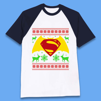 Batman V Superman Christmas Baseball T-Shirt