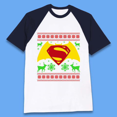Batman V Superman Christmas Baseball T-Shirt