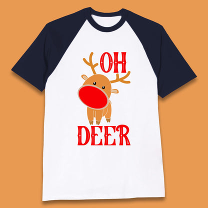 reindeer oh deer christmas rudolph baseball t shirt