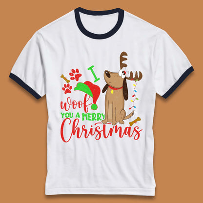 I Woof You A Merry Christmas Ringer T-Shirt