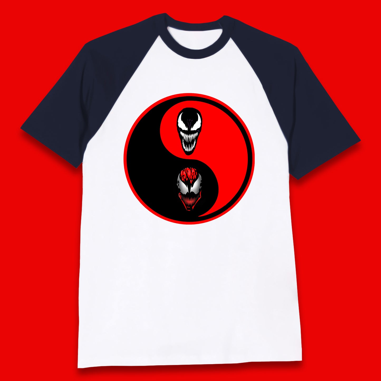 Marvel Comics Carnage And Venom Fictional Movie Character Anime Yin Yang Spoof Baseball T Shirt