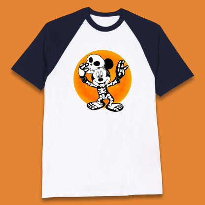 Disney Halloween Mickey Mouse Skelton Costume Disney World Horror Scary Disneyland Trip Baseball T Shirt