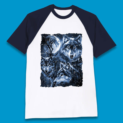 Wolf Family Howling 3 Wolf Moon Wild Free Wolves Three Gray Wolf Dog Animal The Mountain Baseball T Shirt