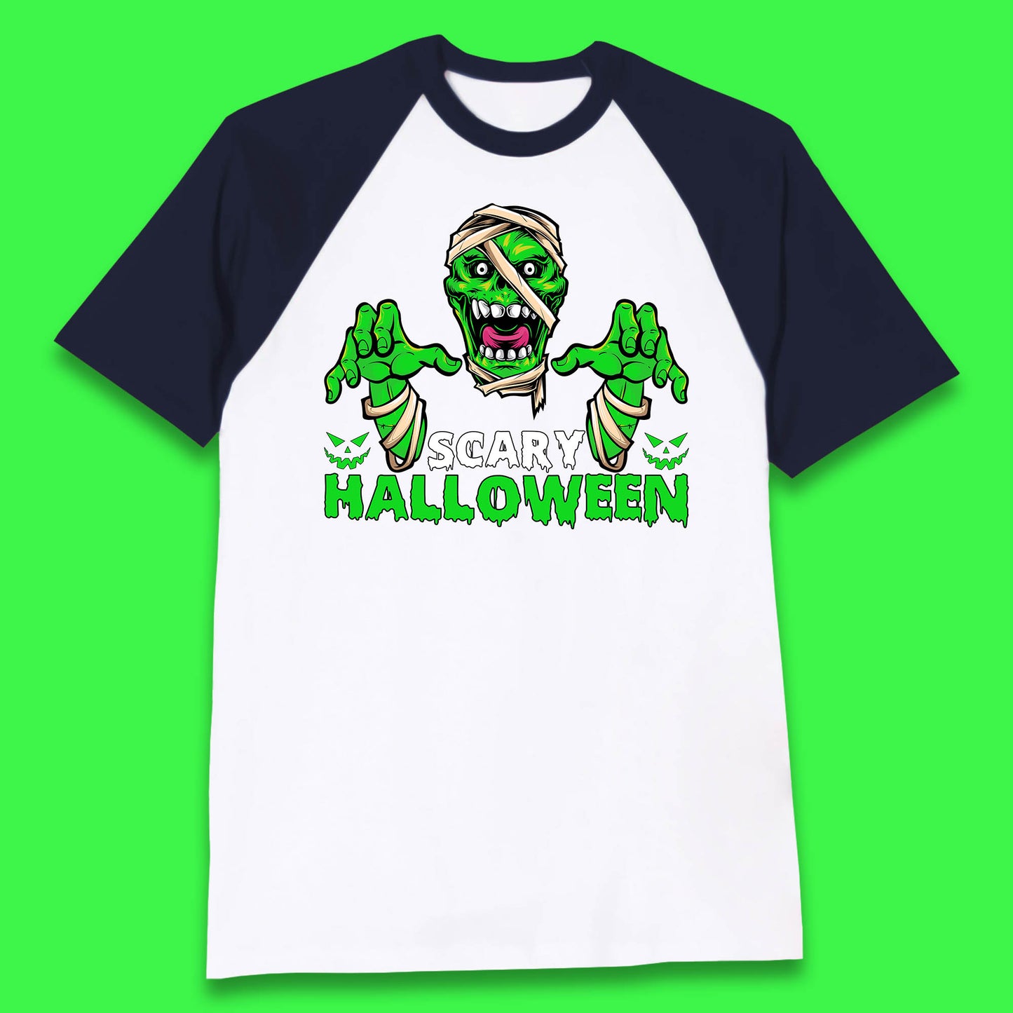 Scary Halloween Skull Zombie Mummy Horror Monster Zombie Hands Scary Vibes Baseball T Shirt