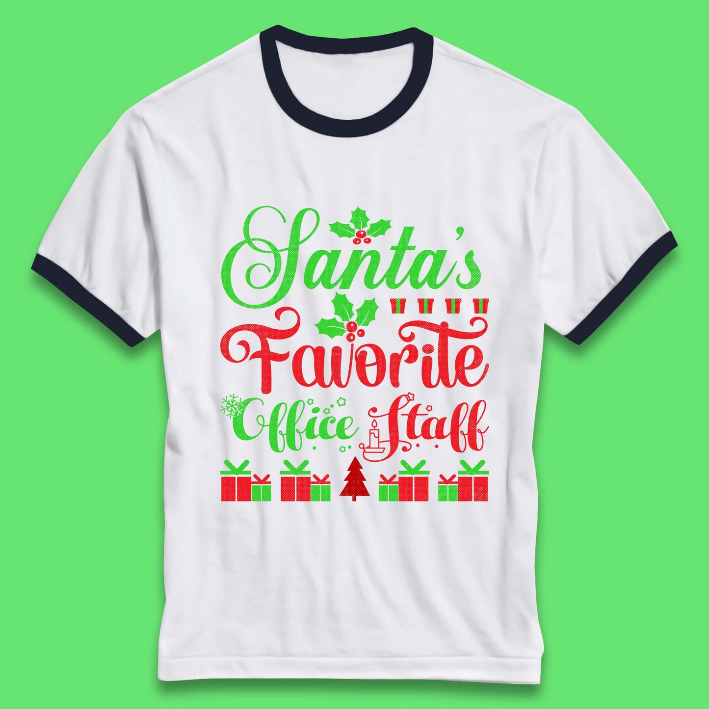 Office Staff Christmas Ringer T-Shirt