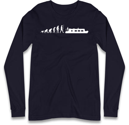Human Evolution Canal boat Long Sleeve T Shirt