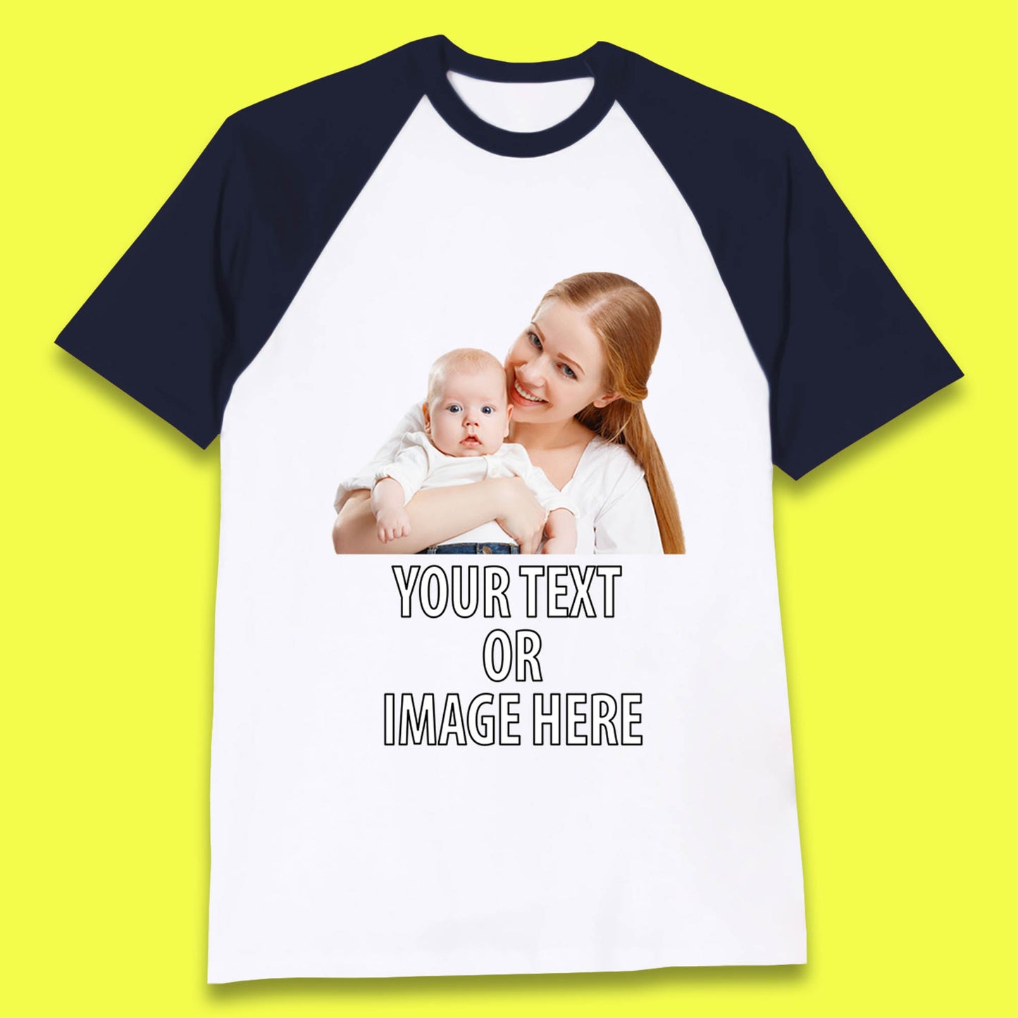 Personalized Custom Text Or Image Here, Custom Photo, Custom Business Logo, Add Your Own Text Customizable Baseball T Shirt