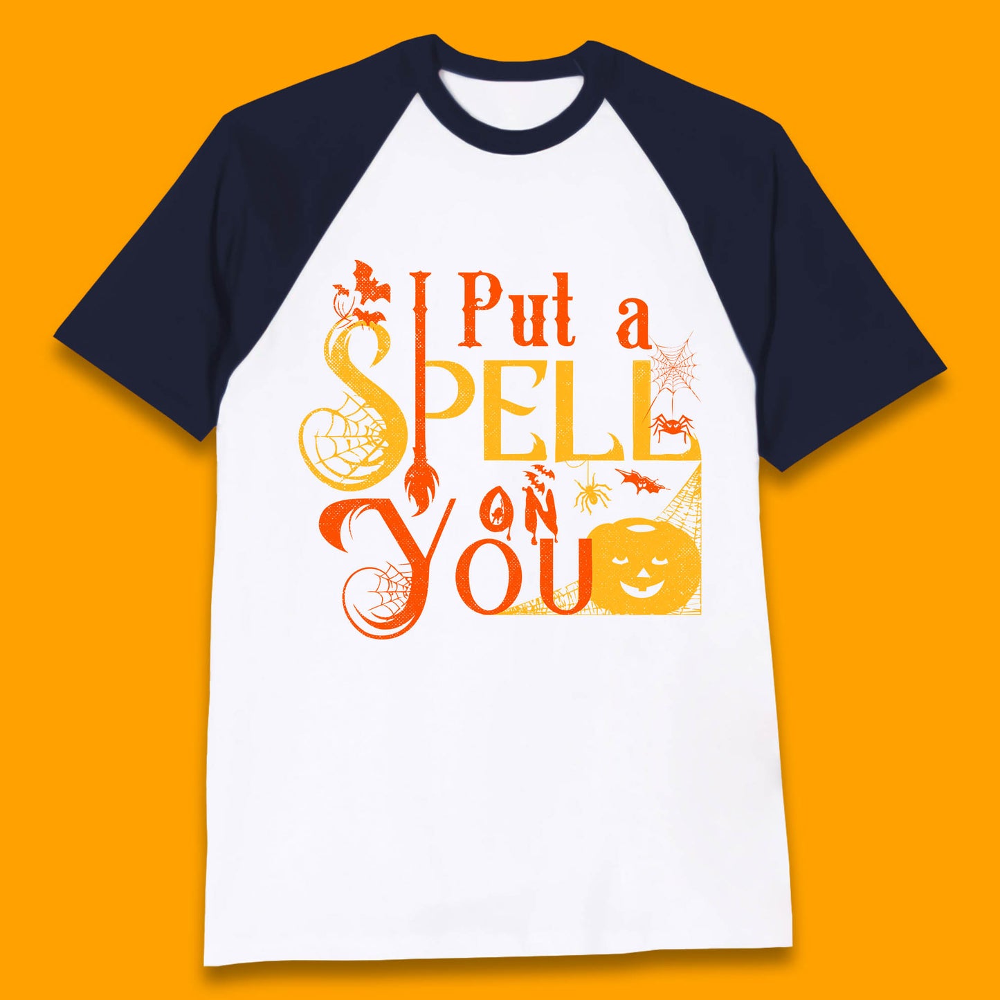 I Put a Spell on You Witch Broom Horror Spooky Scary Halloween Costume Baseball T Shirt