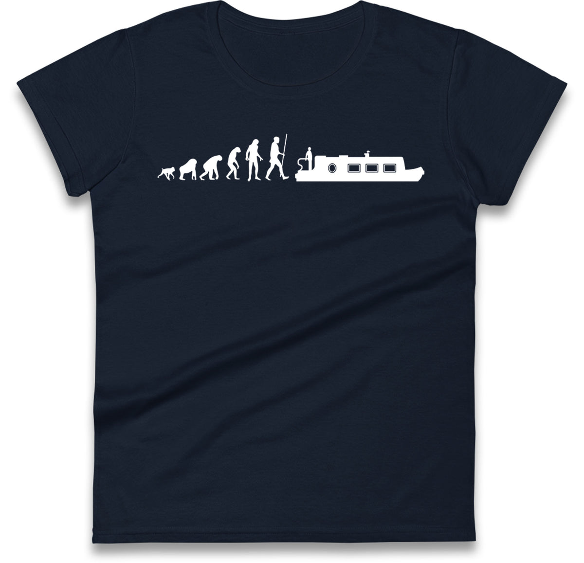Human Evolution Canal boat Womens T Shirt