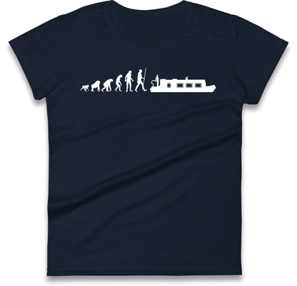 Human Evolution Canal boat Womens T Shirt