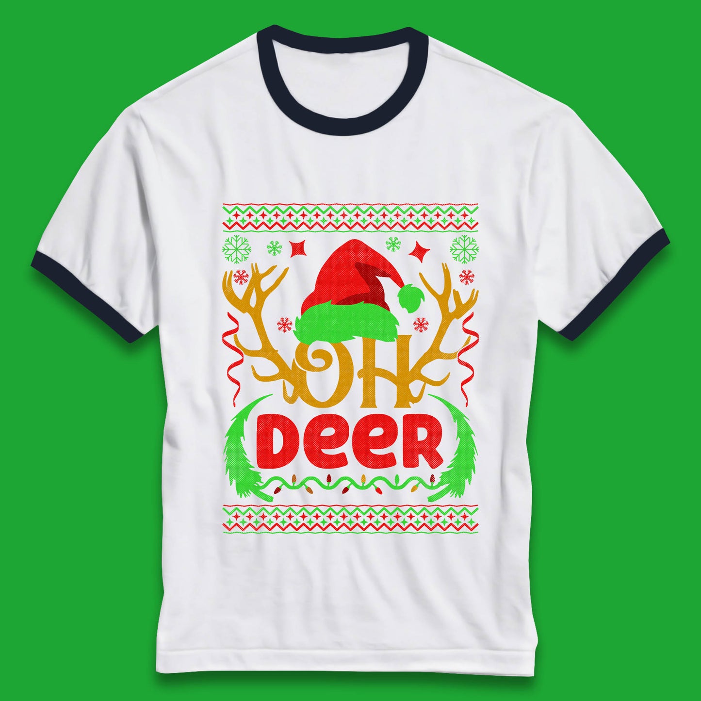 deer antlers christmas ringer t shirt