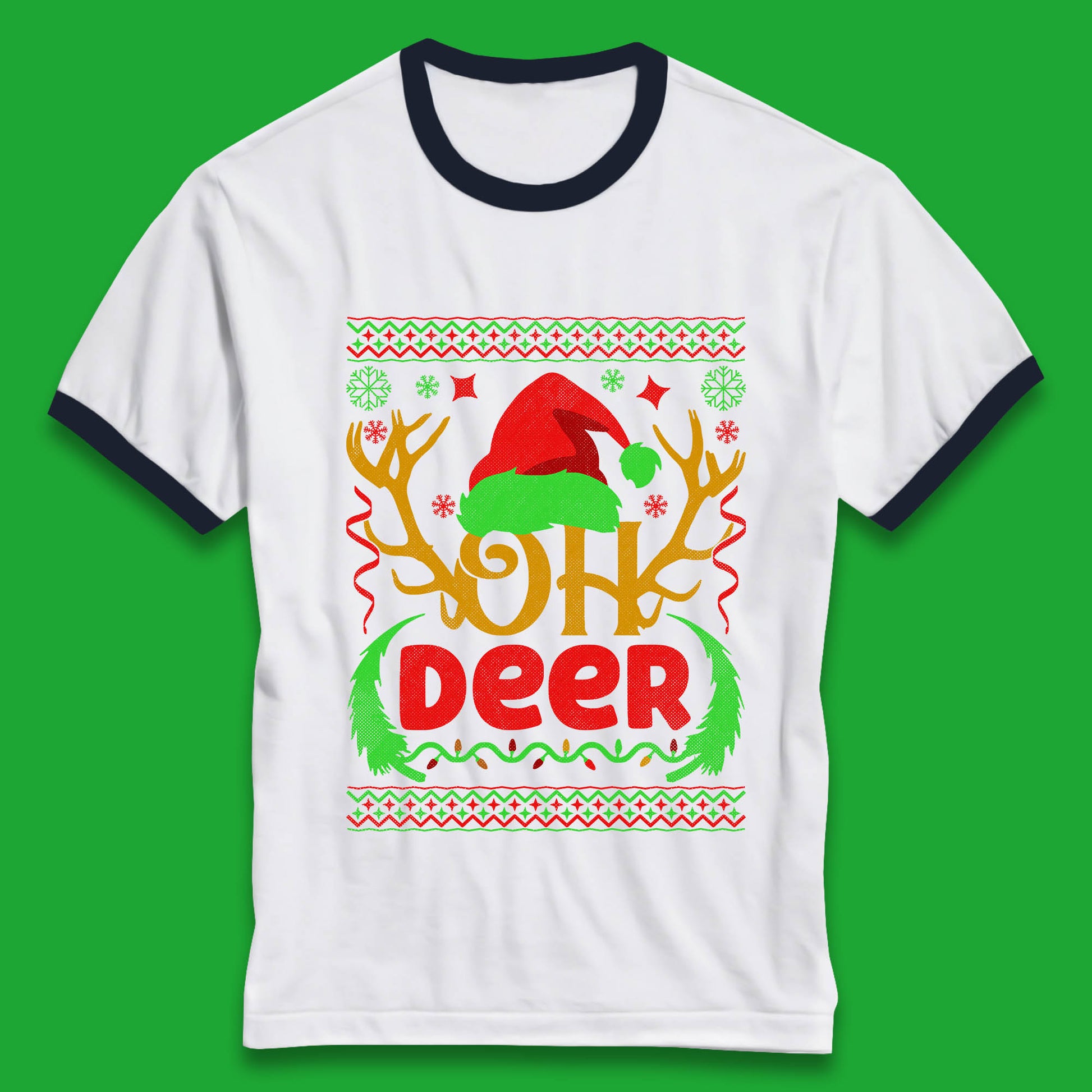 deer antlers christmas ringer t shirt
