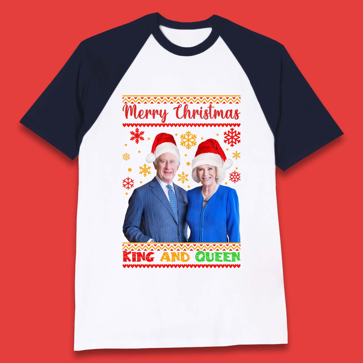 King And Queen Christmas Baseball T-Shirt