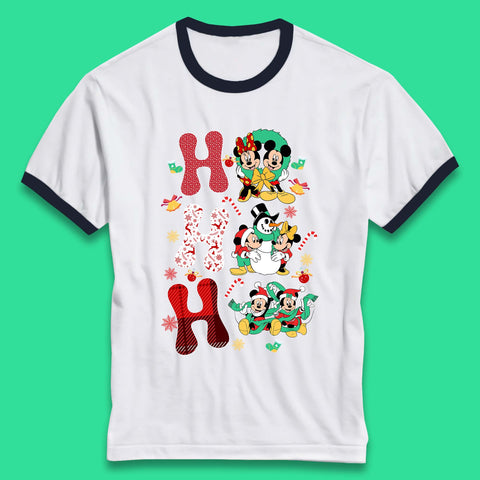 Vintage Disney Christmas Ho Ho Ho Mickey Mouse Minnie Mouse And Friends Xmas Disney Trip Ringer T Shirt