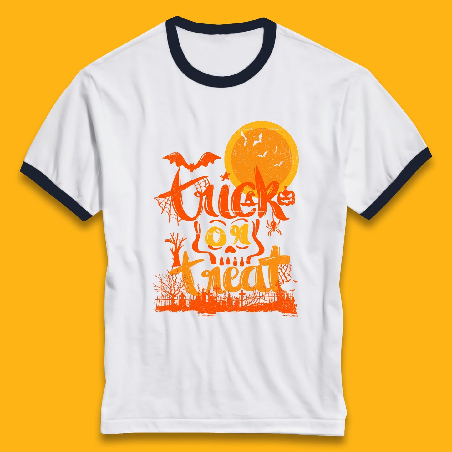 Trick Or Treat Happy Halloween Horror Scary Spooky Season Halloween Vibes Ringer T Shirt