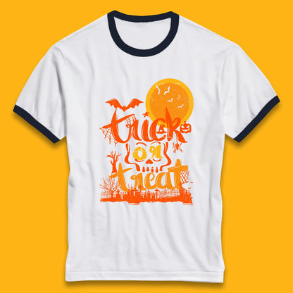 Trick Or Treat Happy Halloween Horror Scary Spooky Season Halloween Vibes Ringer T Shirt