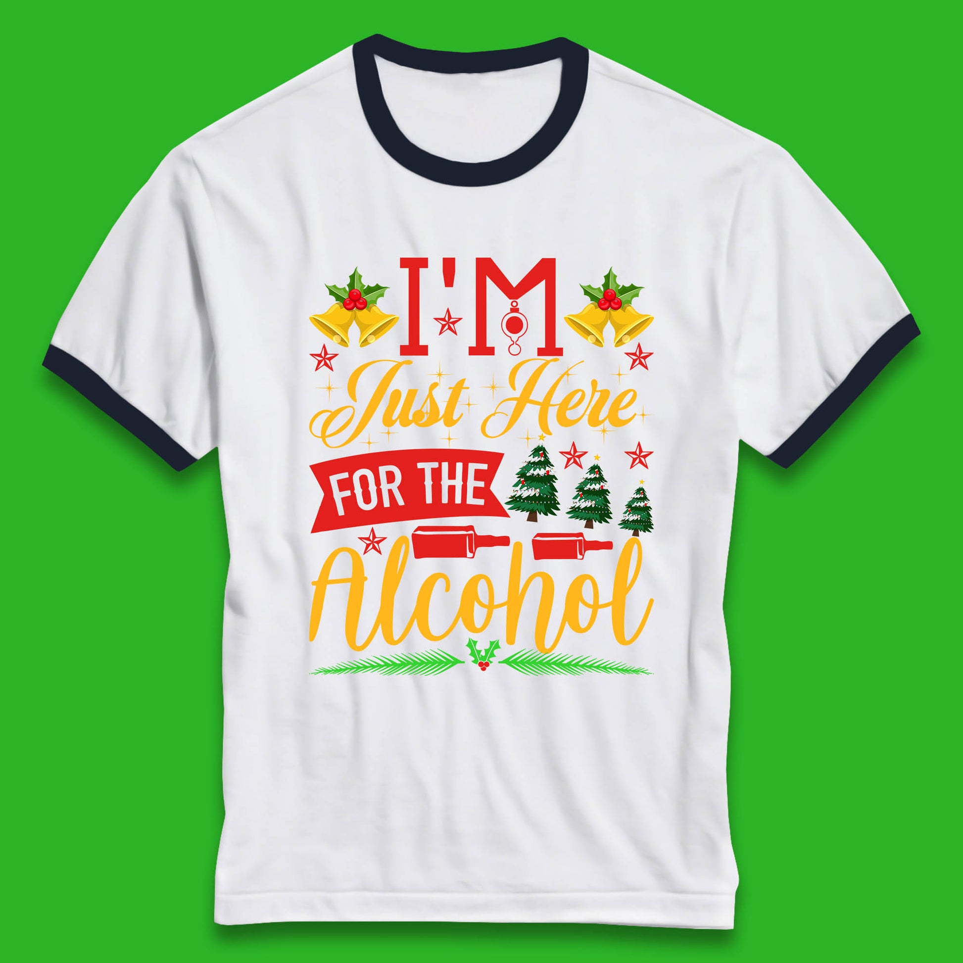 christmas drinking party ringer t shirt