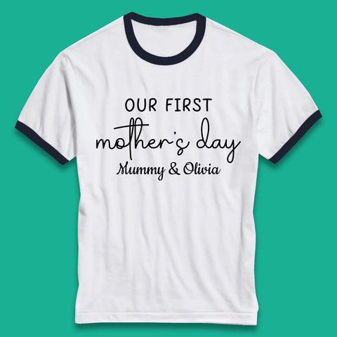 Personalised Our First Mother's Day Ringer T-Shirt