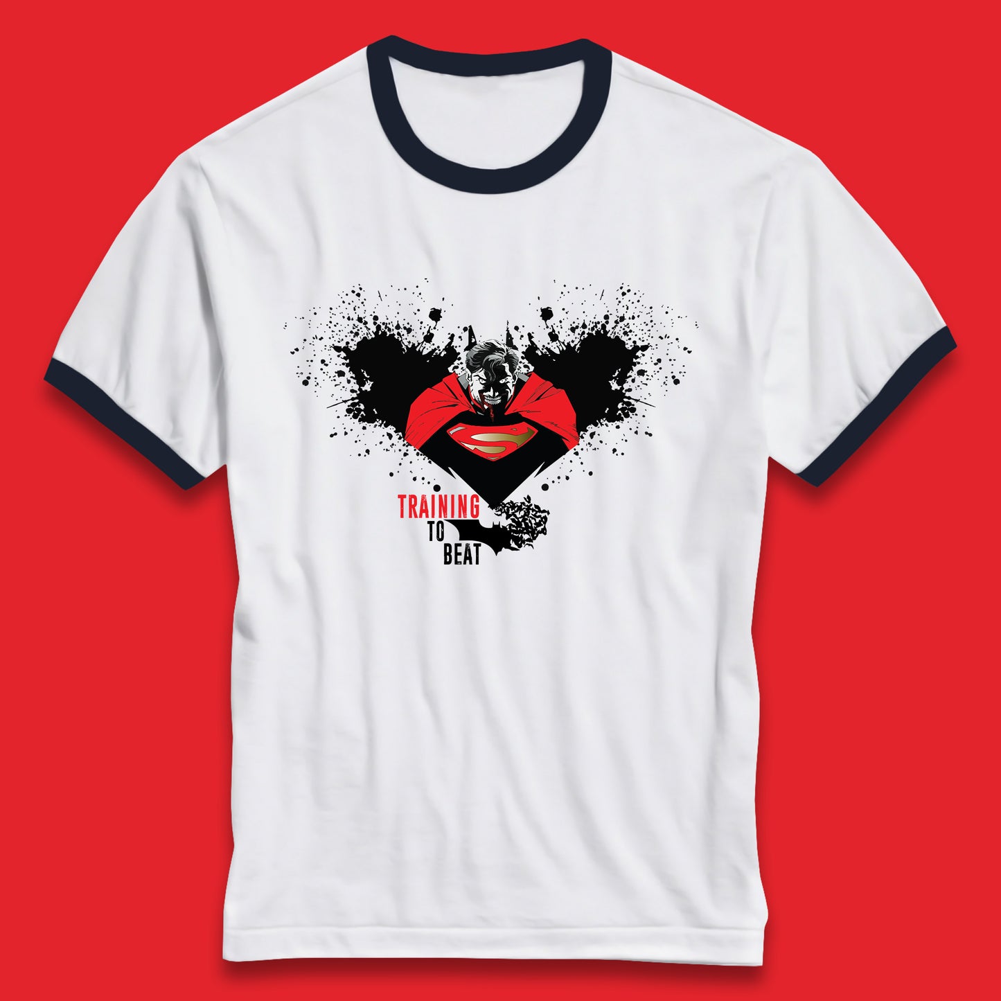 Superheros DC Comics Action Adventure Movie Character Superman And Batman Training To Beat Batman Superman Logo Ringer T Shirt