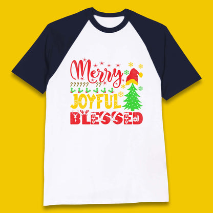 Merry Joyful Blessed Christmas Baseball T-Shirt