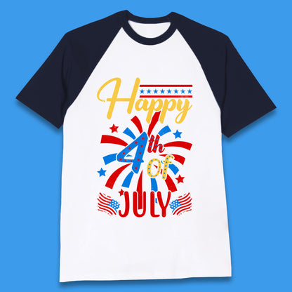 Happy 4th Of July USA Independence Day Celebration Patriotic Baseball T Shirt