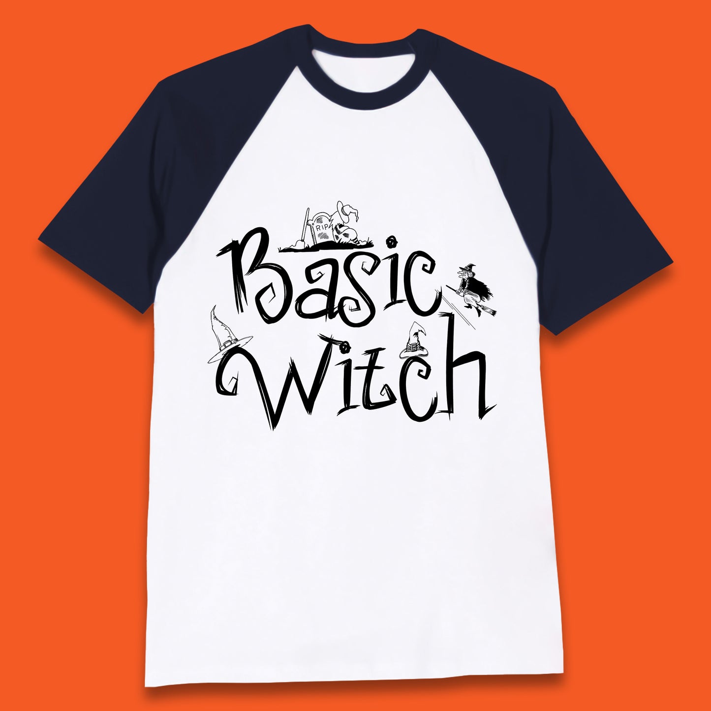 Basic Witch Funny Halloween Witch Horror Spooky Season Baseball T Shirt