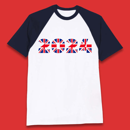 New Year 2024 UK Flag Baseball T-Shirt