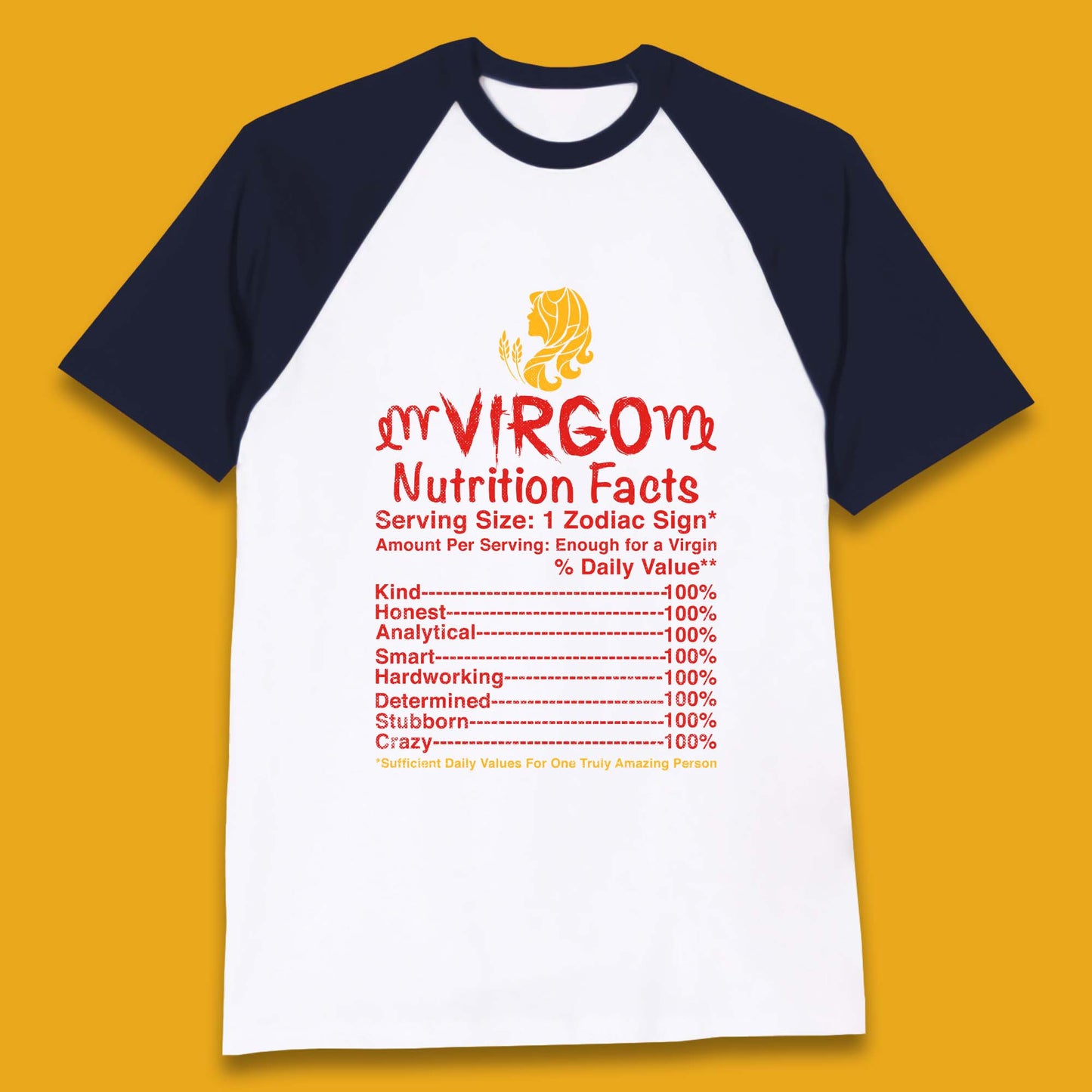 Virgo Nutrition Facts Baseball T-Shirt