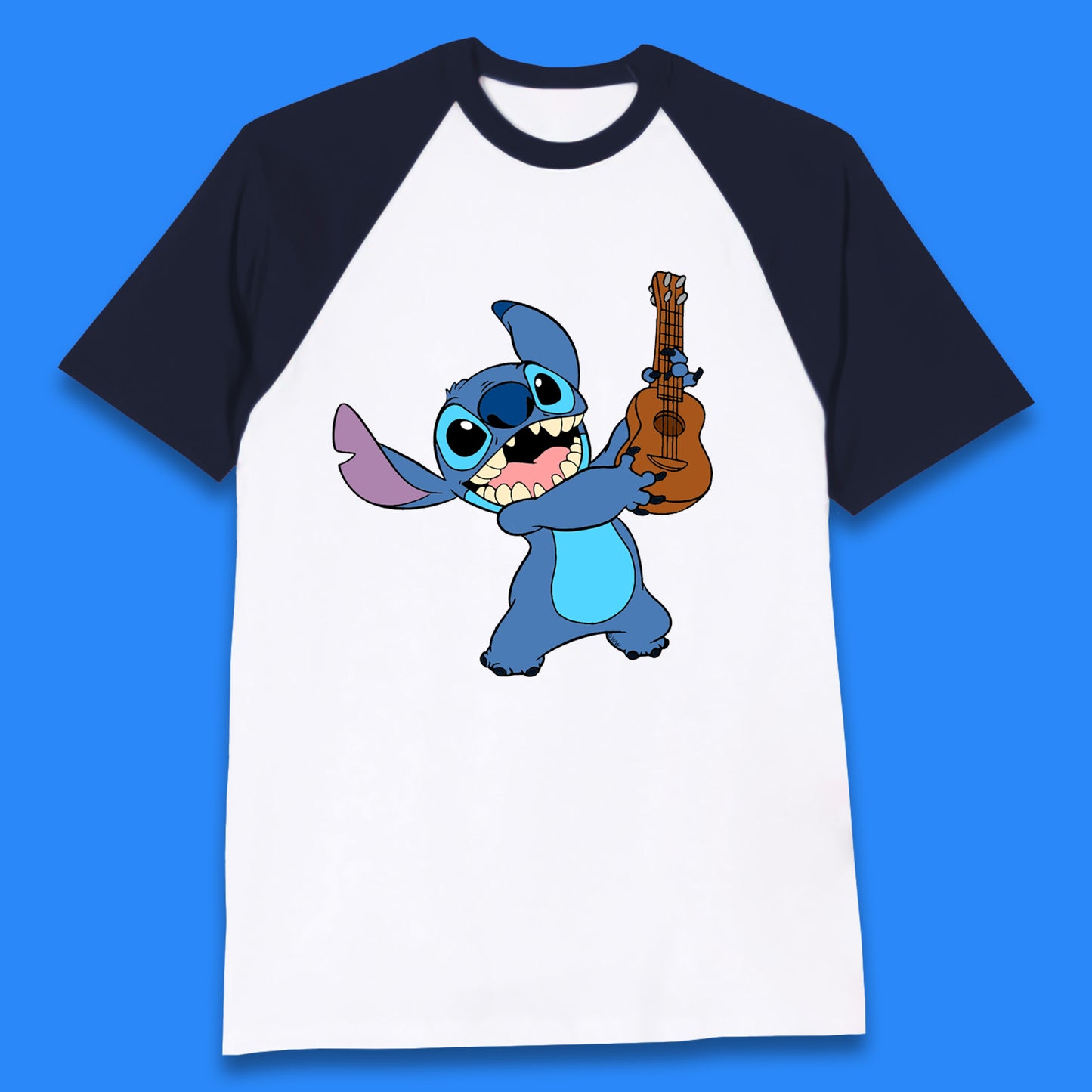 Disney Ohana Playing The Guitar Ohana Lilo & Stitich In Happy Mood Cartoon Character Disney World Baseball T Shirt