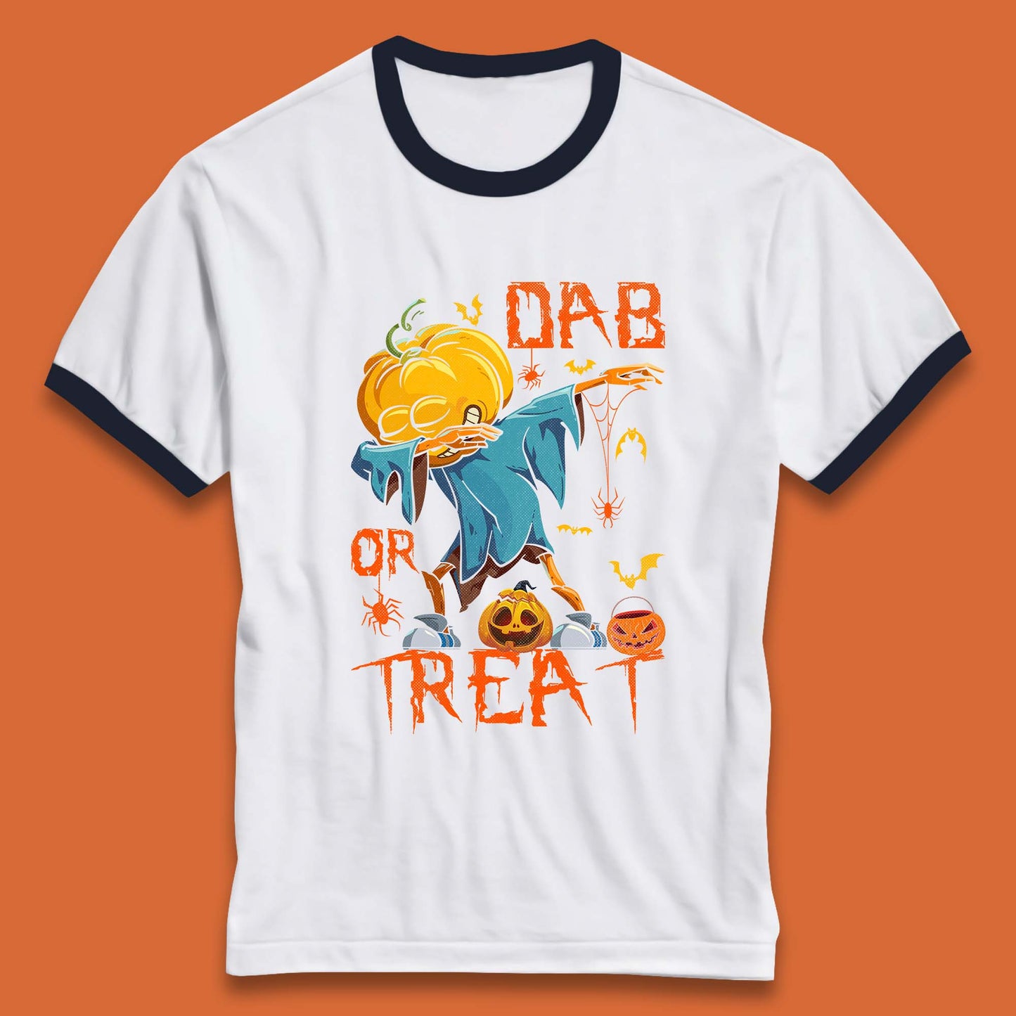 Dab Or Treat Scarecrow Dabs Halloween Dabbing Dance Horror Scary Ringer T Shirt