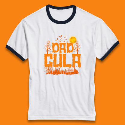 Dadcula Halloween Funny Monster Ghost Spooky Dad Gift Ringer T Shirt