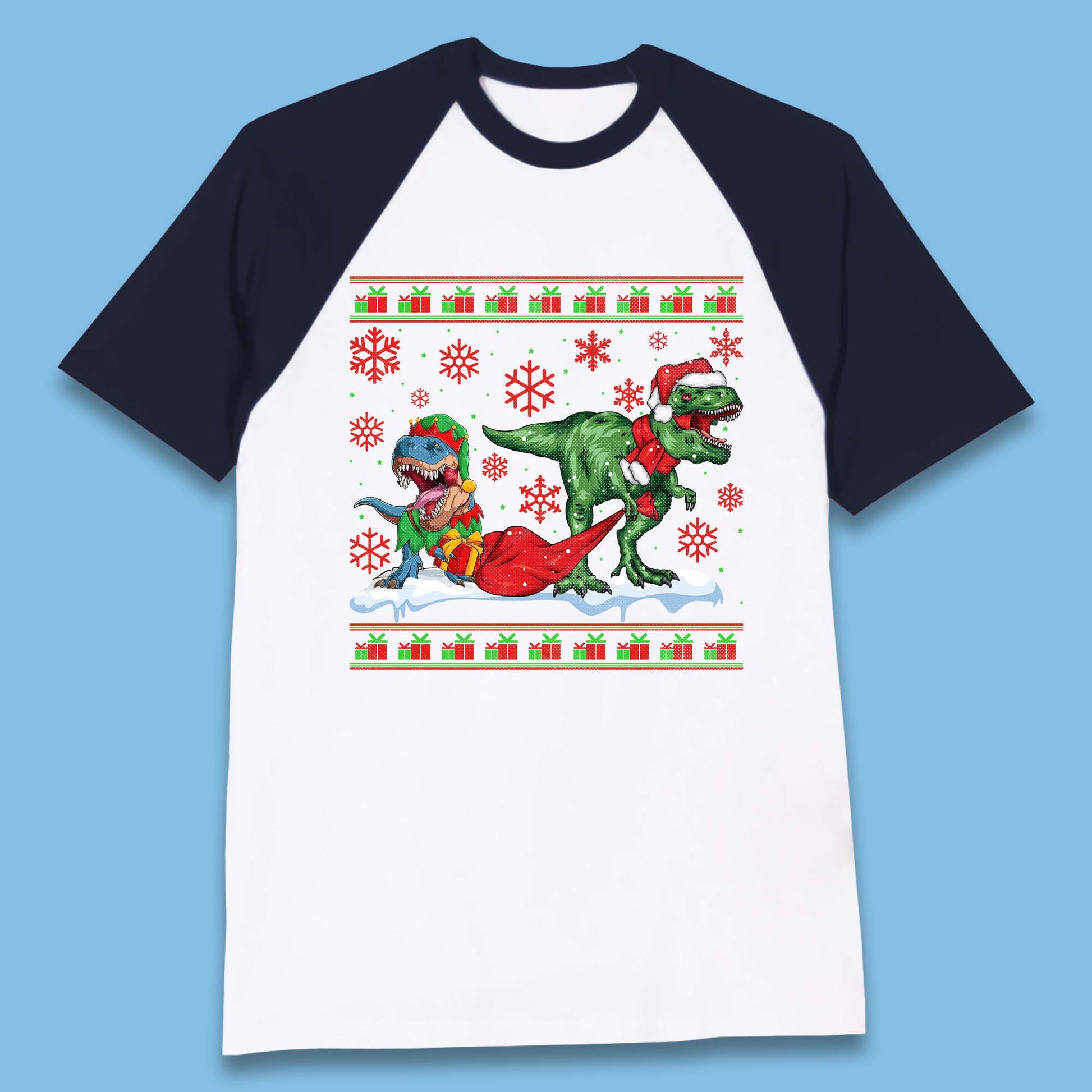 santa & elf costume baseball t shirt