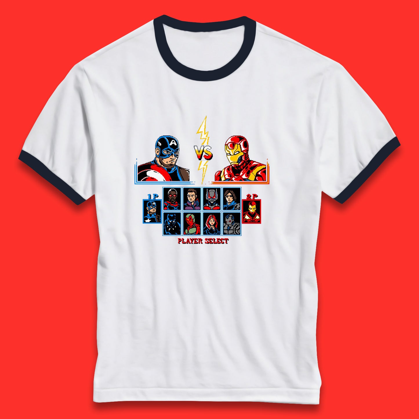 Captain America VS Iron Man Marvel Avengers Superheros Movie Character Panther Widow Thor Ringer T Shirt