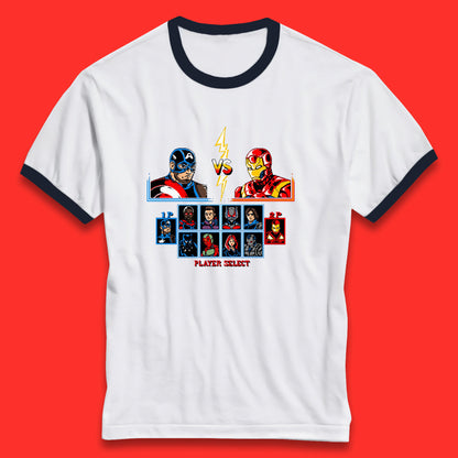 Captain America VS Iron Man Marvel Avengers Superheros Movie Character Panther Widow Thor Ringer T Shirt