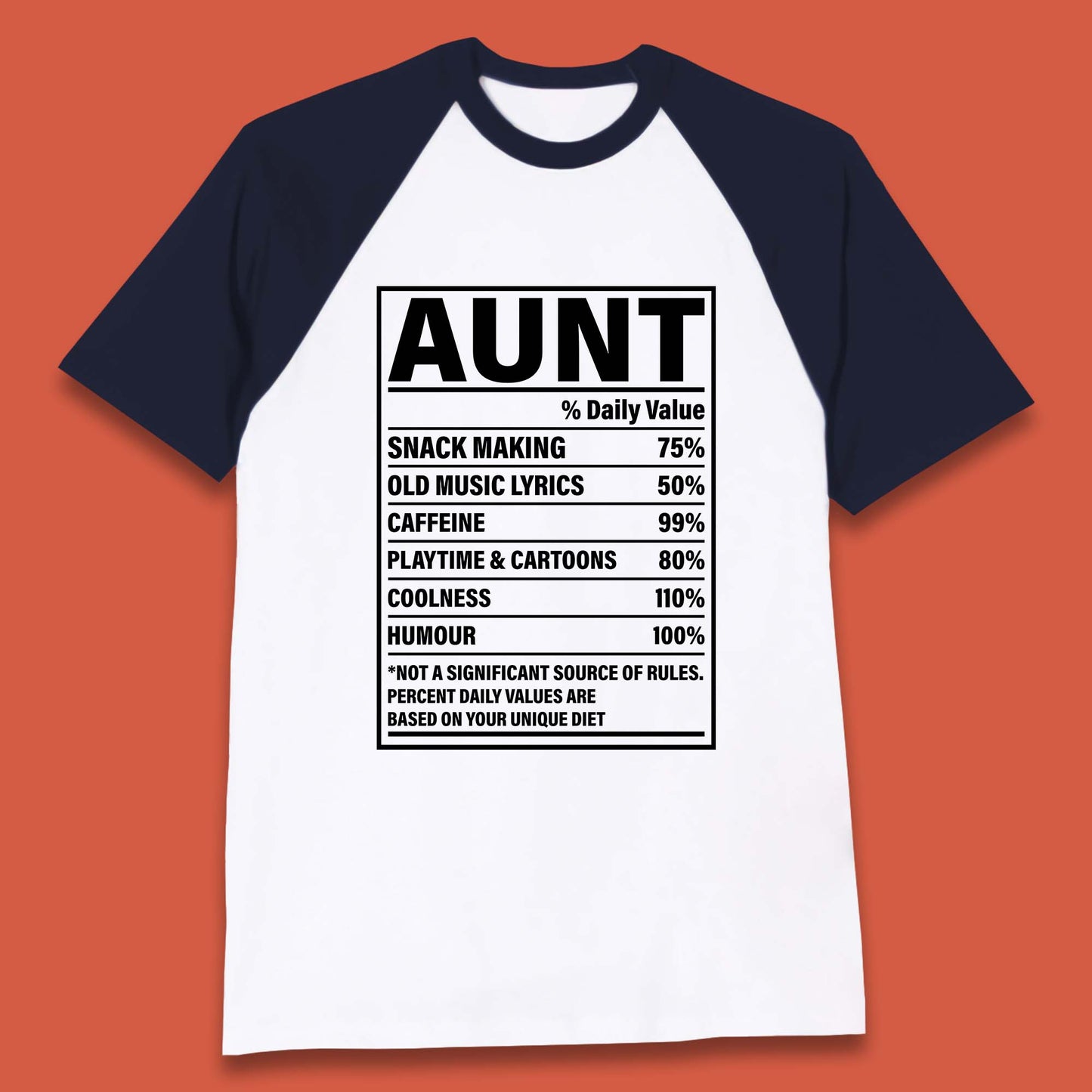 Aunt Nutrition Fact Baseball T-Shirt