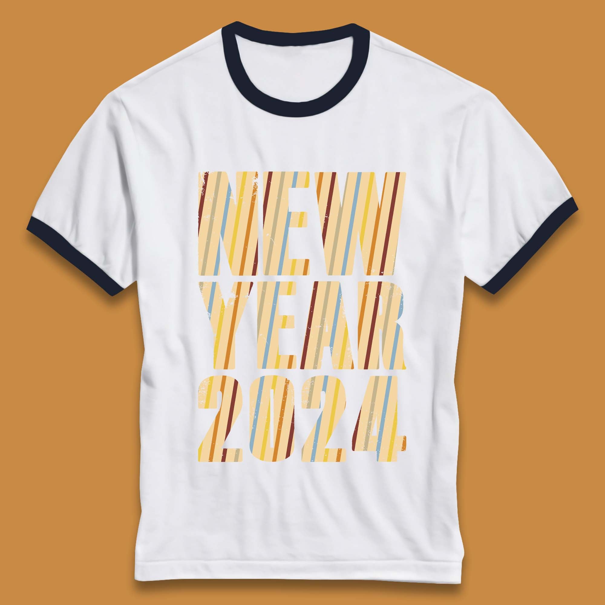 Retro Style New Year 2024 Ringer T-Shirt