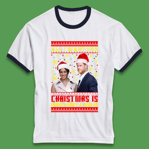 Prince Harry & Meghan Christmas Ringer T-Shirt