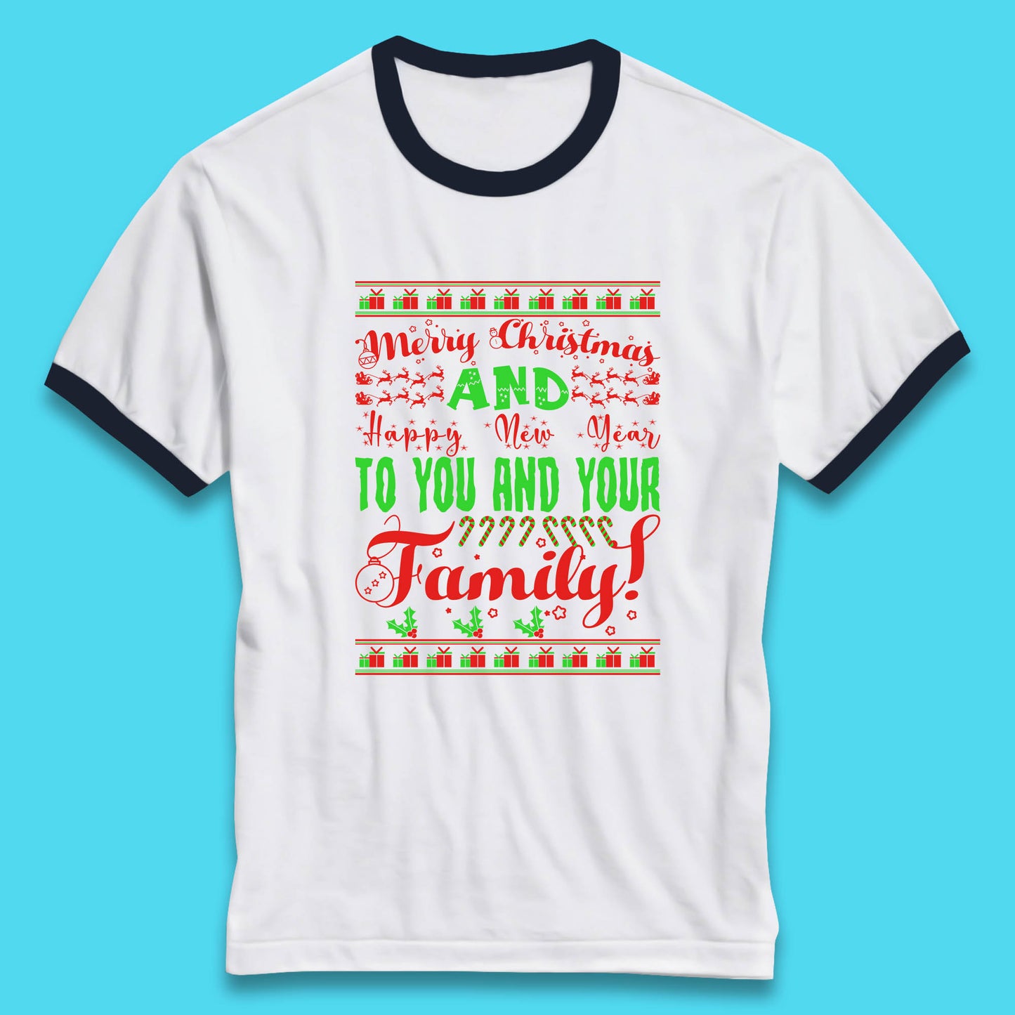 merry christmas family ringer t shirt