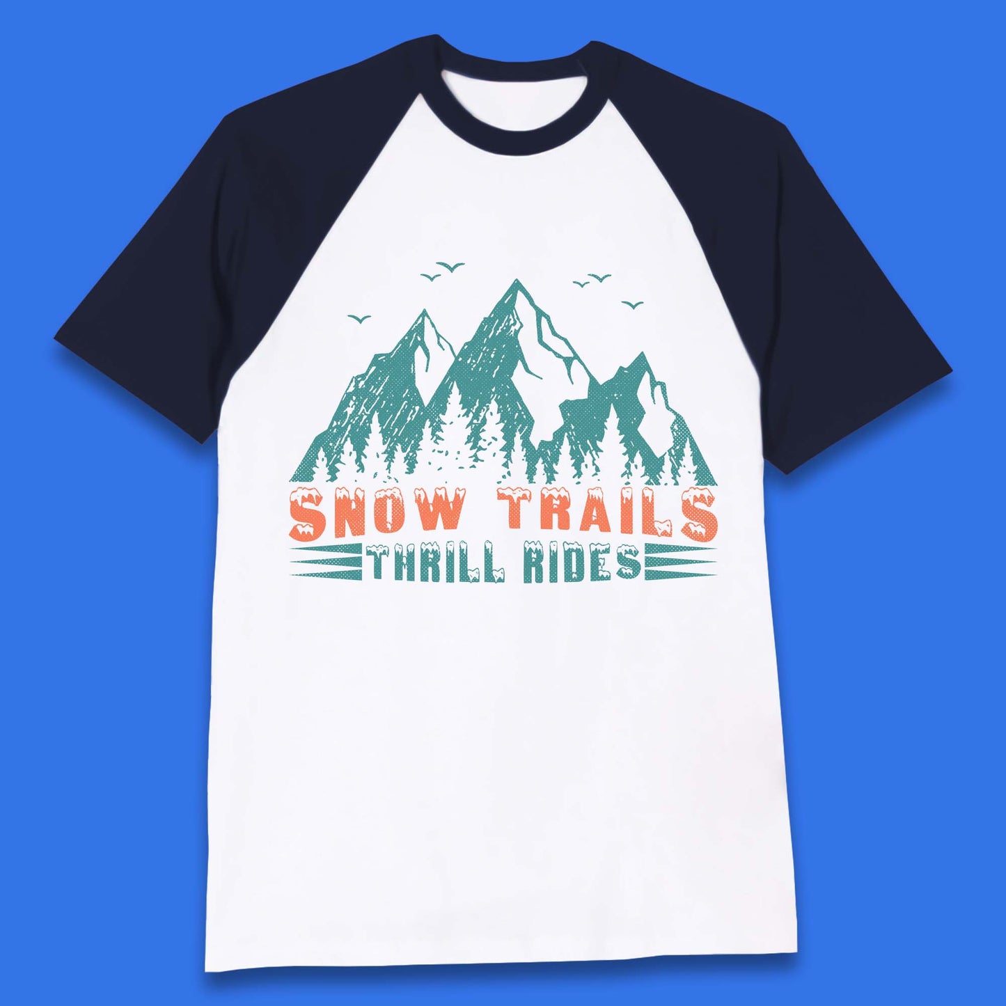 Snow Trail Thrill Rides Baseball T-Shirt